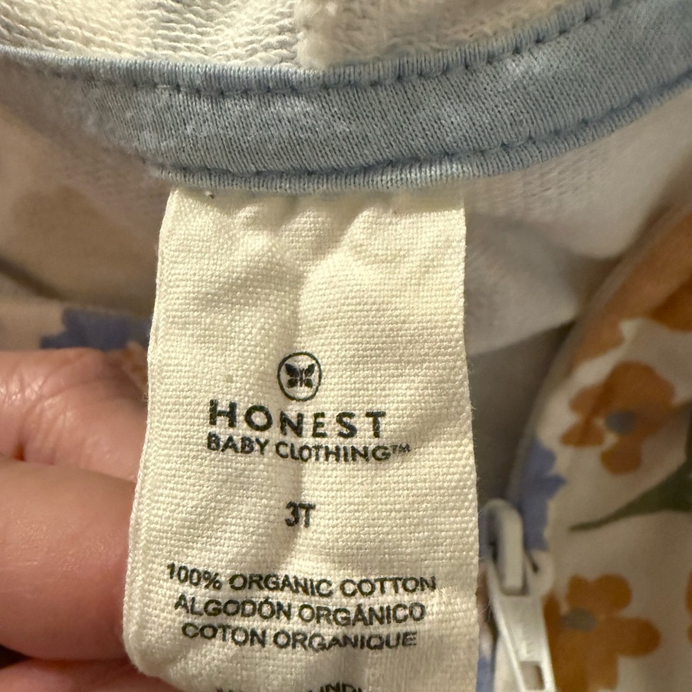 Honest Baby Organic Cotton Floral Hooded Zip Up Sweatshirt & Sweatpants Set - Picture 5 of 6